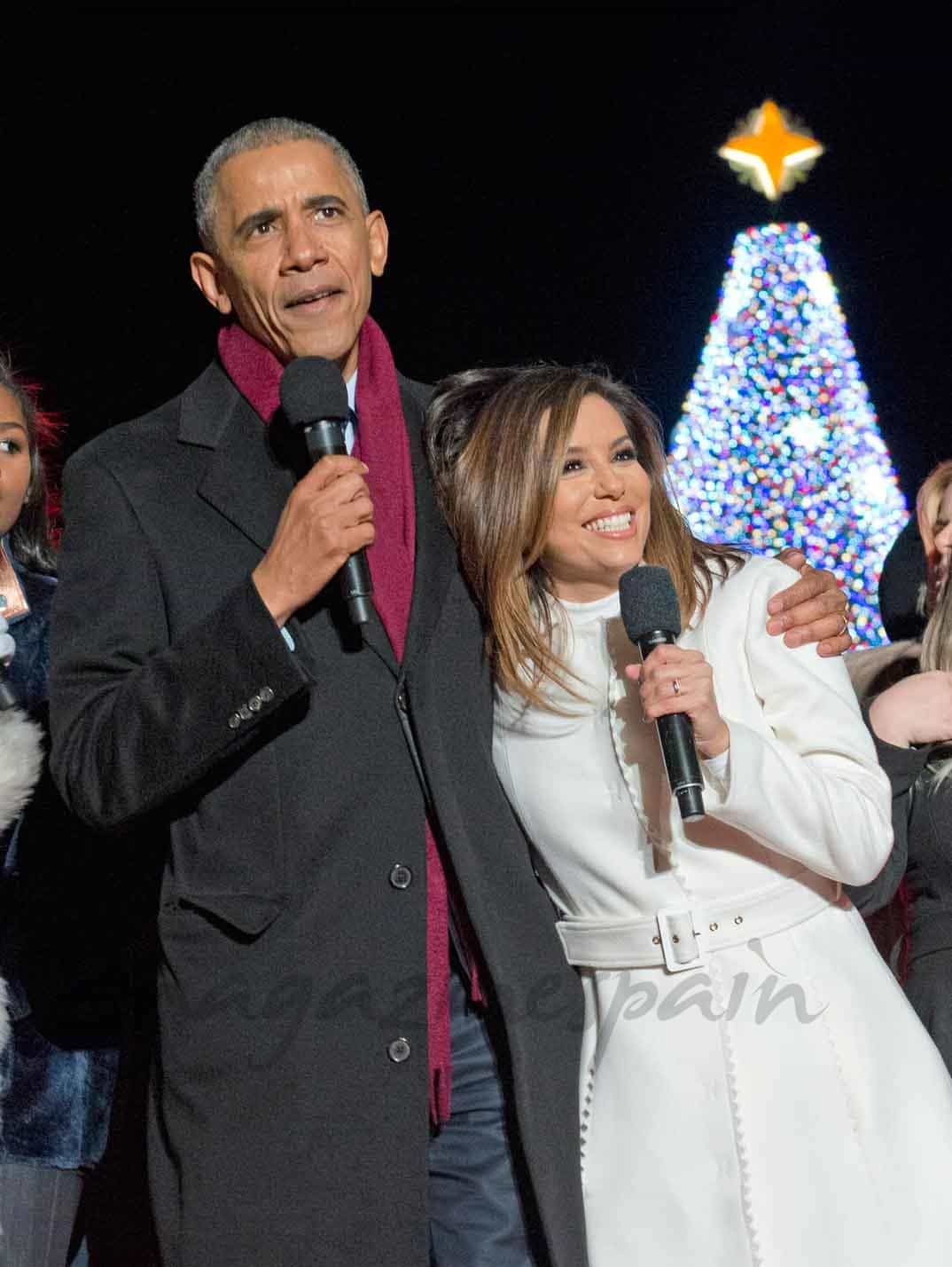 eva longoria papa noel con la familia obama