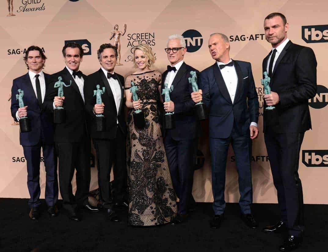 billy-crudu-brian-d-arcy-james-mark-rruffalo,-rachel-mcadams-john-slattery-michael-keaton-liev-schreiber premiados por la asociacion de actores