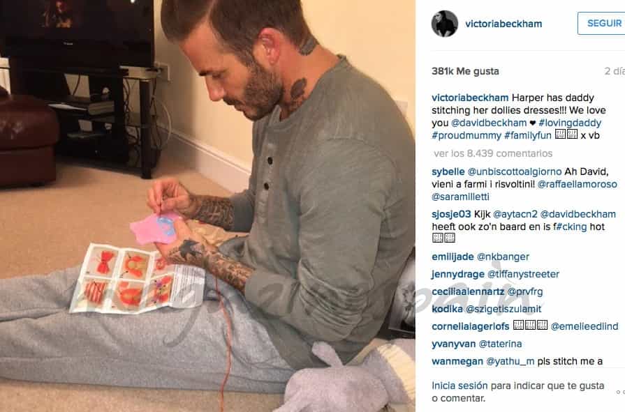 david beckham cosiendo para su hija harper