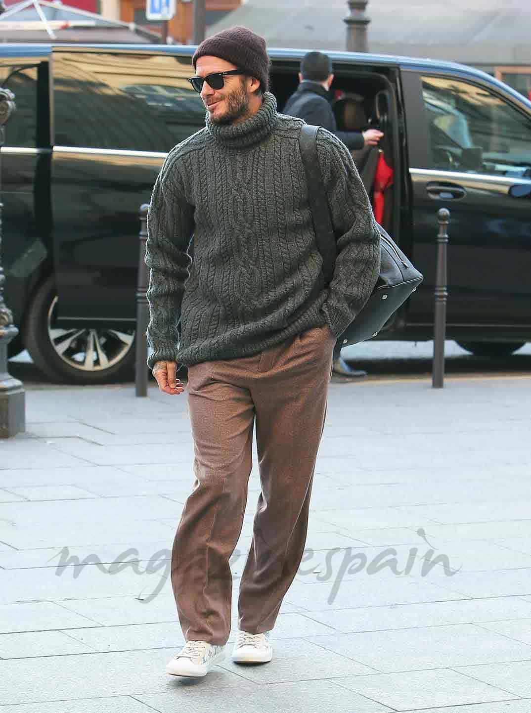 david beckham en el desfile de louis vuitton