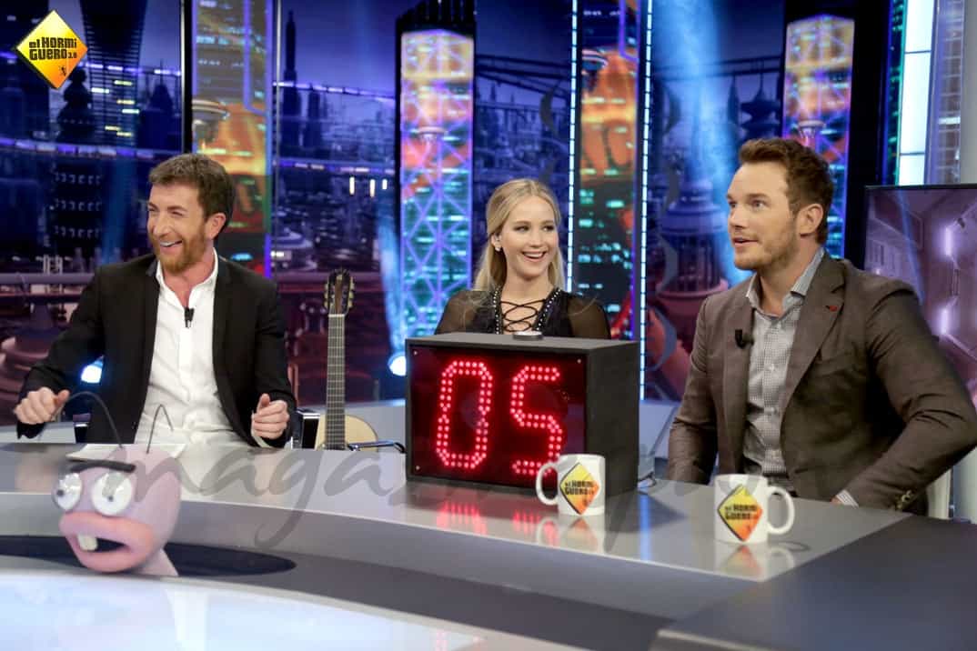 Jennifer Lawrence y Chris Pratt en "El Hormiguero"