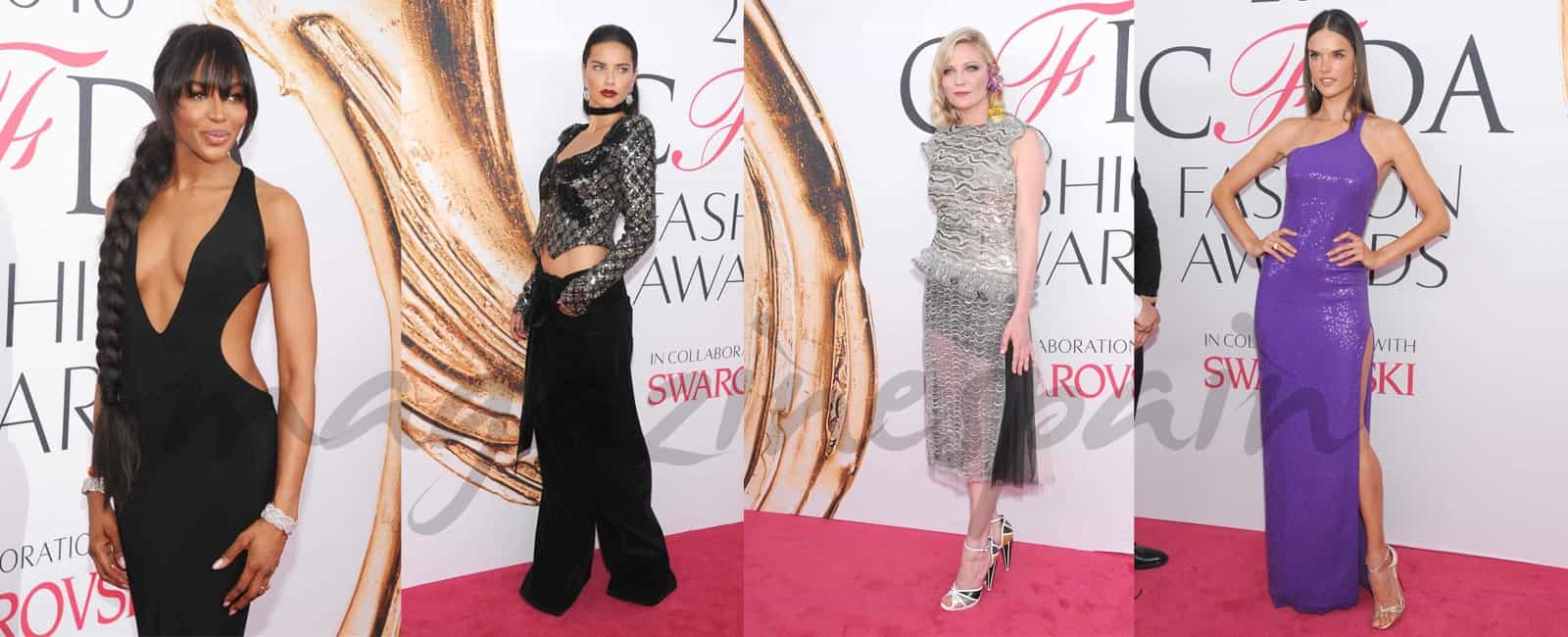 adriana lima, kirsten Dunst, naomi campbell, alessandra ambrosio, premios cfda