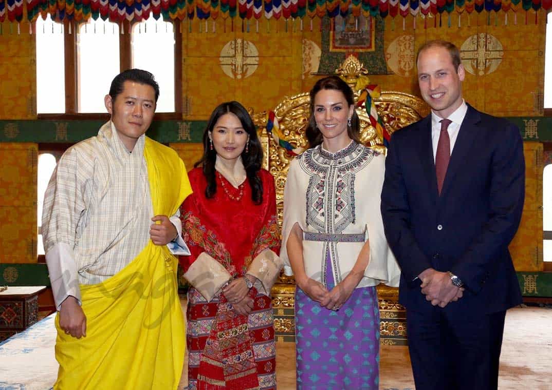 Reyes de Bután con los Duques de Cambridge
