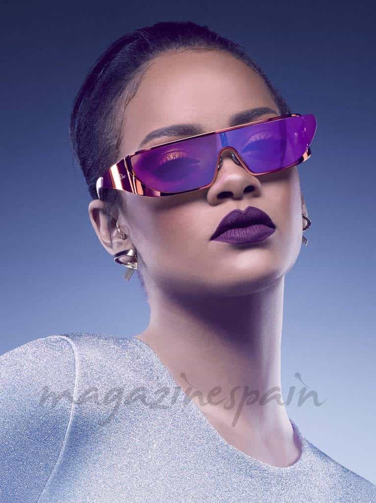 rihanna plata y oro en su coleccion de gafas