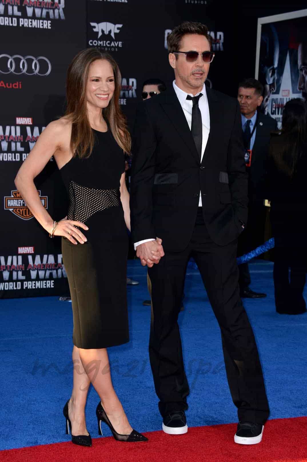 robert-downey-jr-y-su-esposa-susan-en el estreno de capitan america civil war