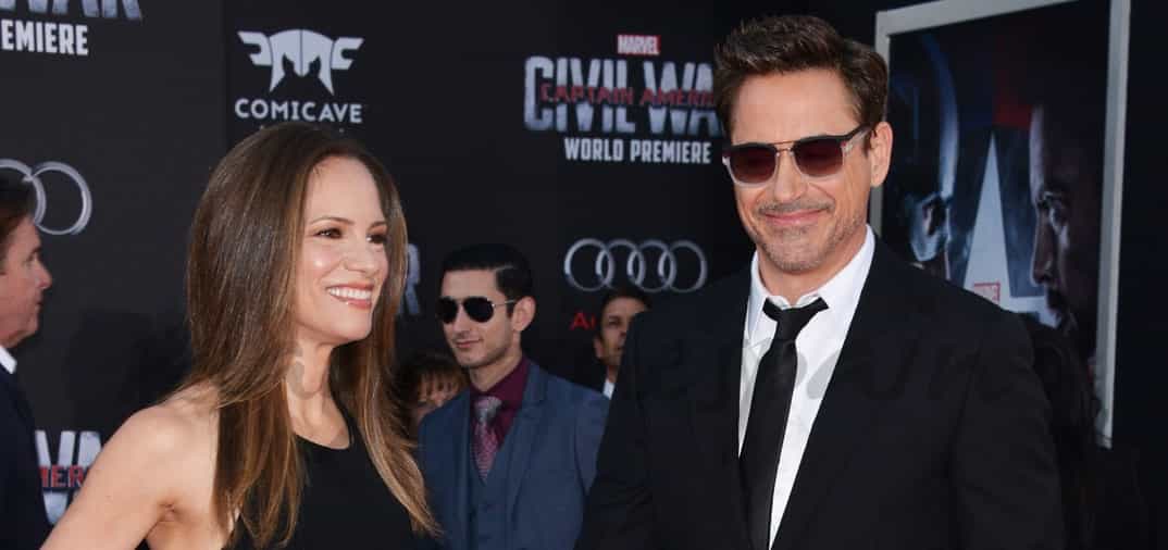 robert-downey-jr-y-su-esposa-susan en el estreno de capitan america civil war