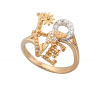 LOVE Anillo de oro blanco y amarillo con diamantes