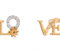 LOVE Pendientes de oro blanco y amarillo con diamantes