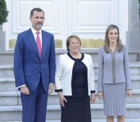 reyes de espana reciben a la presidenta de chile michelle bachelet en el palacio de la zarzuela octubre 2014