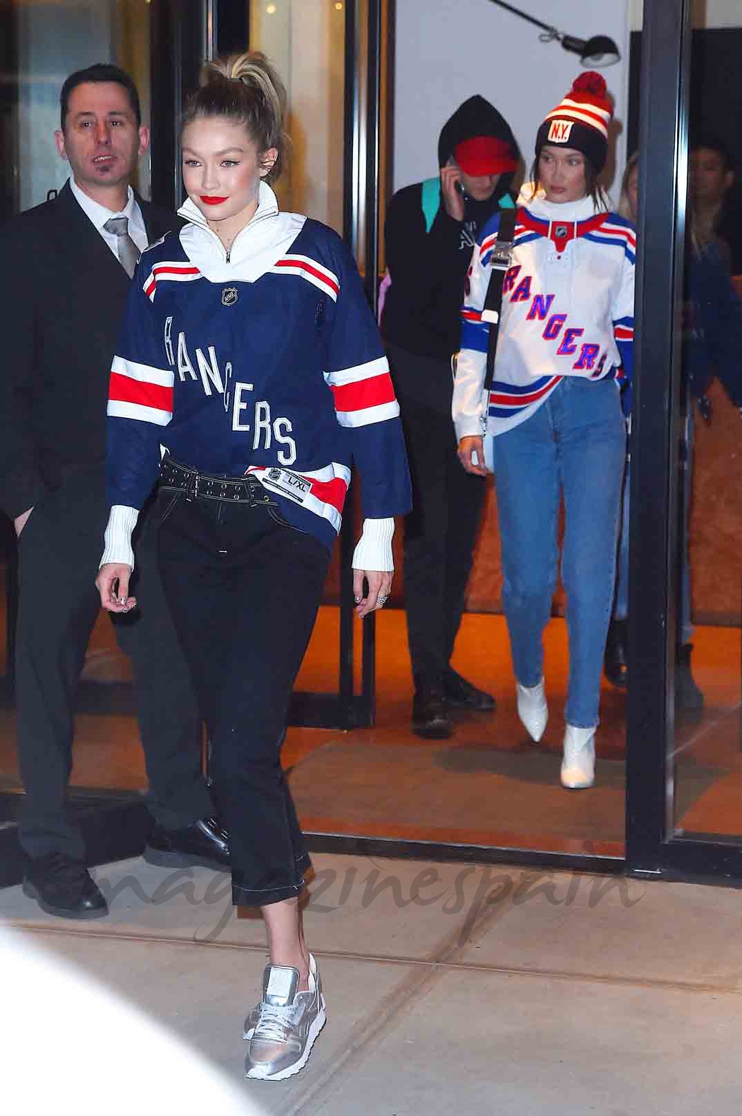 gigi y bella hadid forofas de los ny rangers