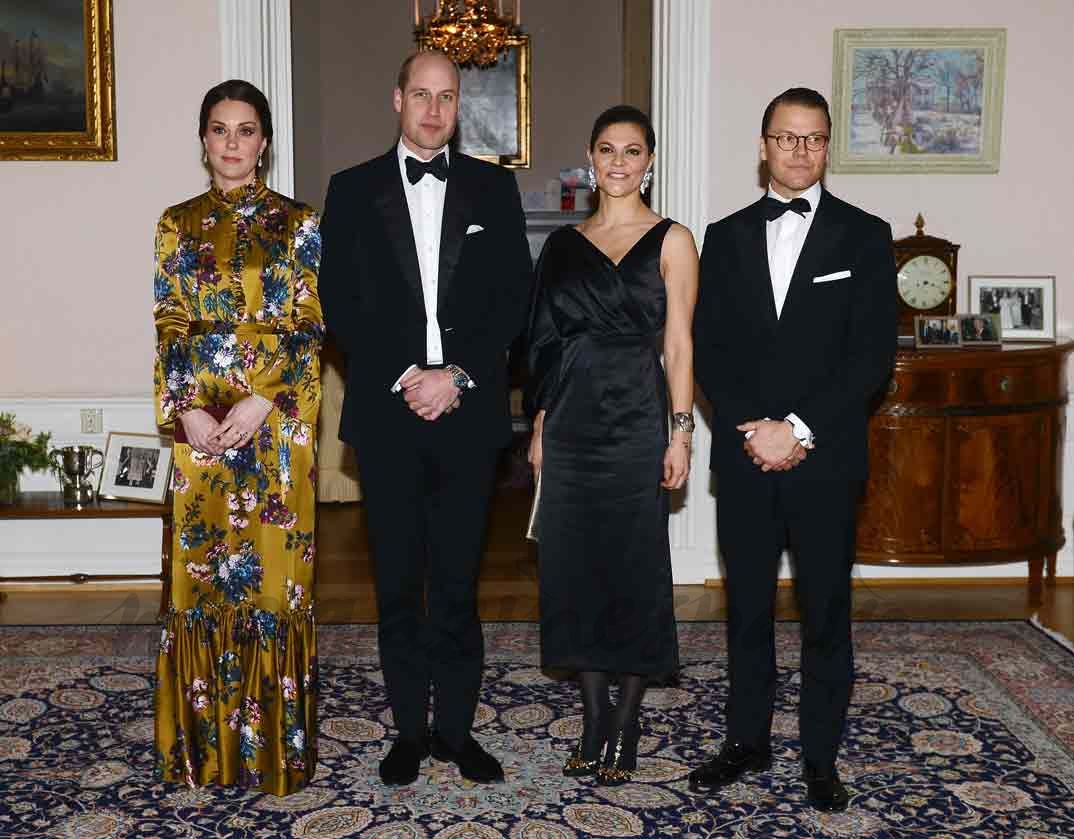 Los Duques de Cambridge con la princesa Victoria y el príncipe Daniel de Suecia