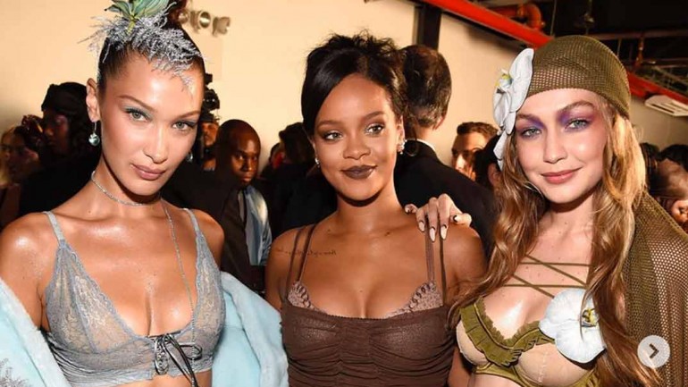 Las hermanas Hadid desfilan en ropa interior para Rihanna