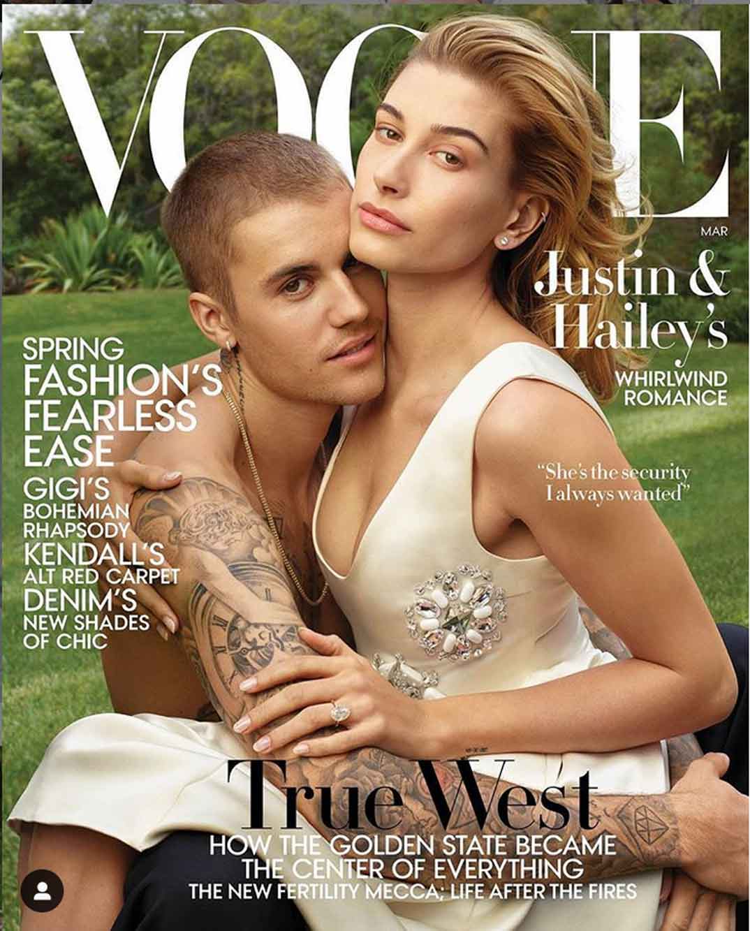 Justin Bieber y Hailey Baldwin - VOGUE USA © Redes Sociales