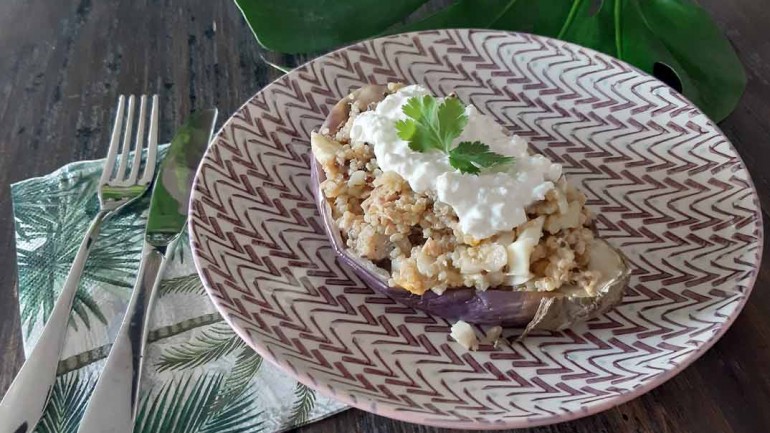 Berenjenas rellenas de quinoa