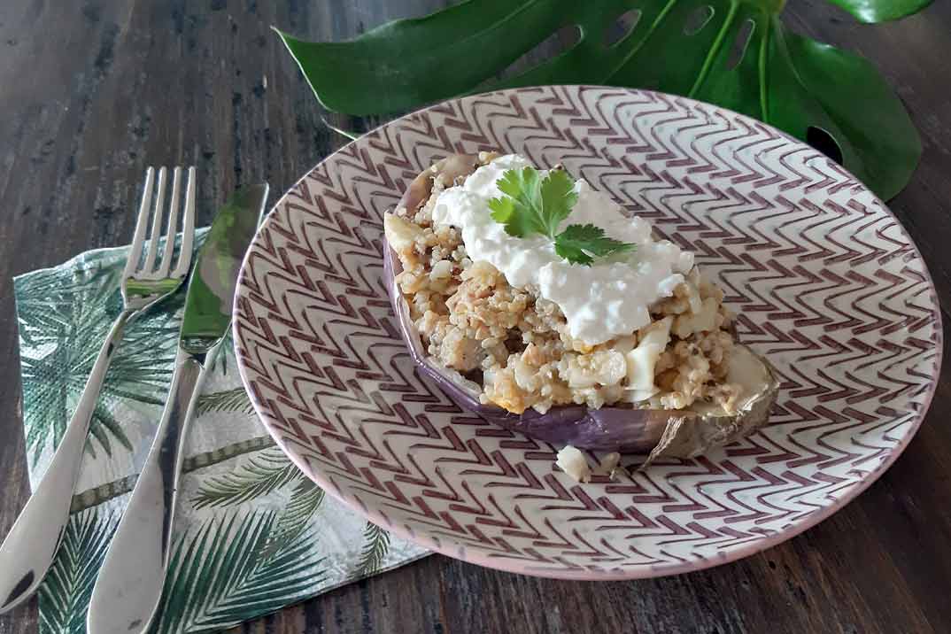 Berenjenas rellenas de quinoa