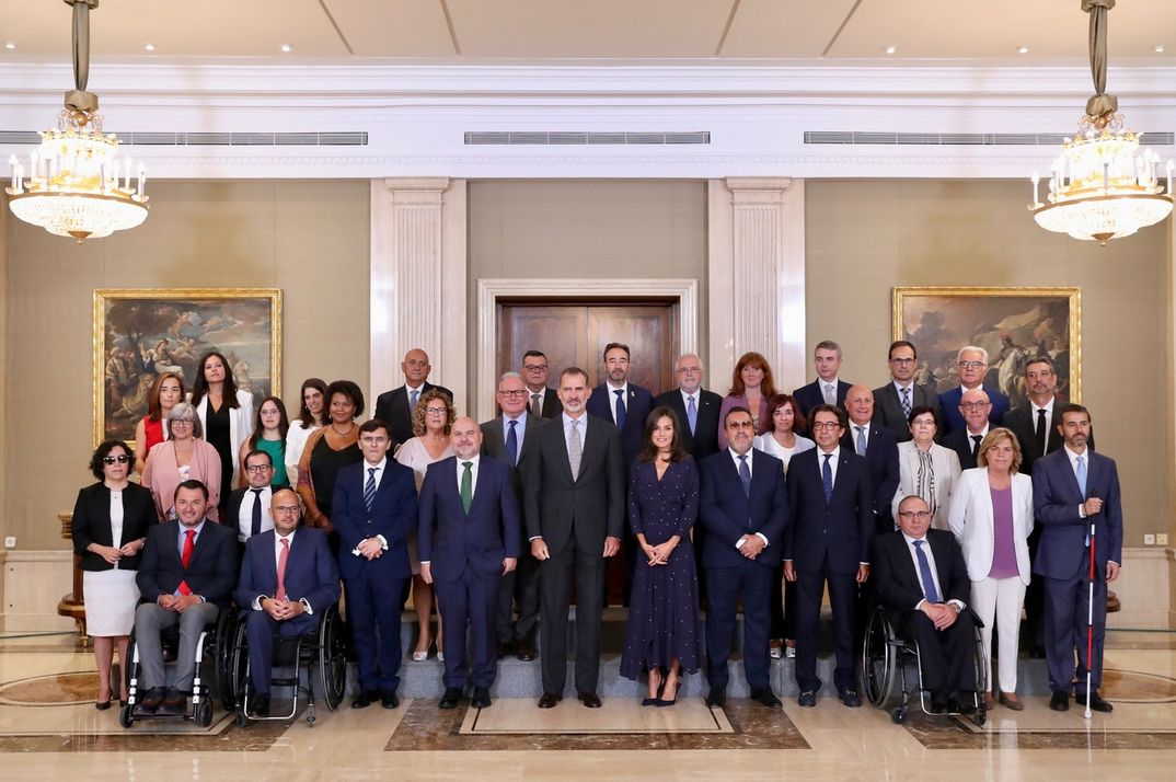Los reyes Felipe y Letizia junto a la delegación del Comité Español de Representantes de Personas con Discapacidad (CERMI) © Casa de S.M. el Rey