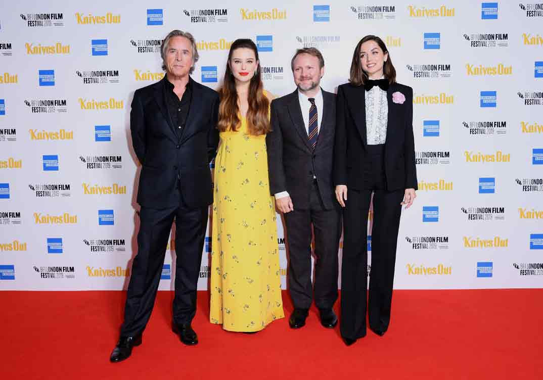 Don Johnson, Katherine Langford, director Rian Johnson y Ana de Armas - Festival de Cine de Londres