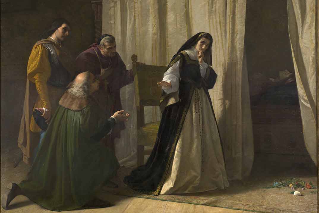 Demencia de doña Juana de Castilla Lorenzo Vallés 1866. Óleo sobre lienzo. Madrid, Museo Nacional del Prado