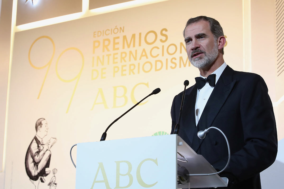 El Rey Felipe VI dirige unas palabras con motivo de la 99 Edición de los Premios Internacionales de Periodismo  © Casa S.M. El Rey