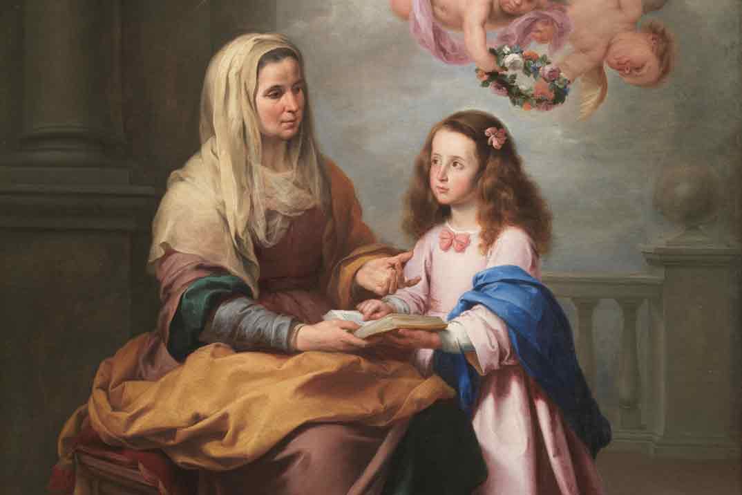 Santa Ana enseñando a leer a la Virgen, Murillo. Museo Nacional del Prado