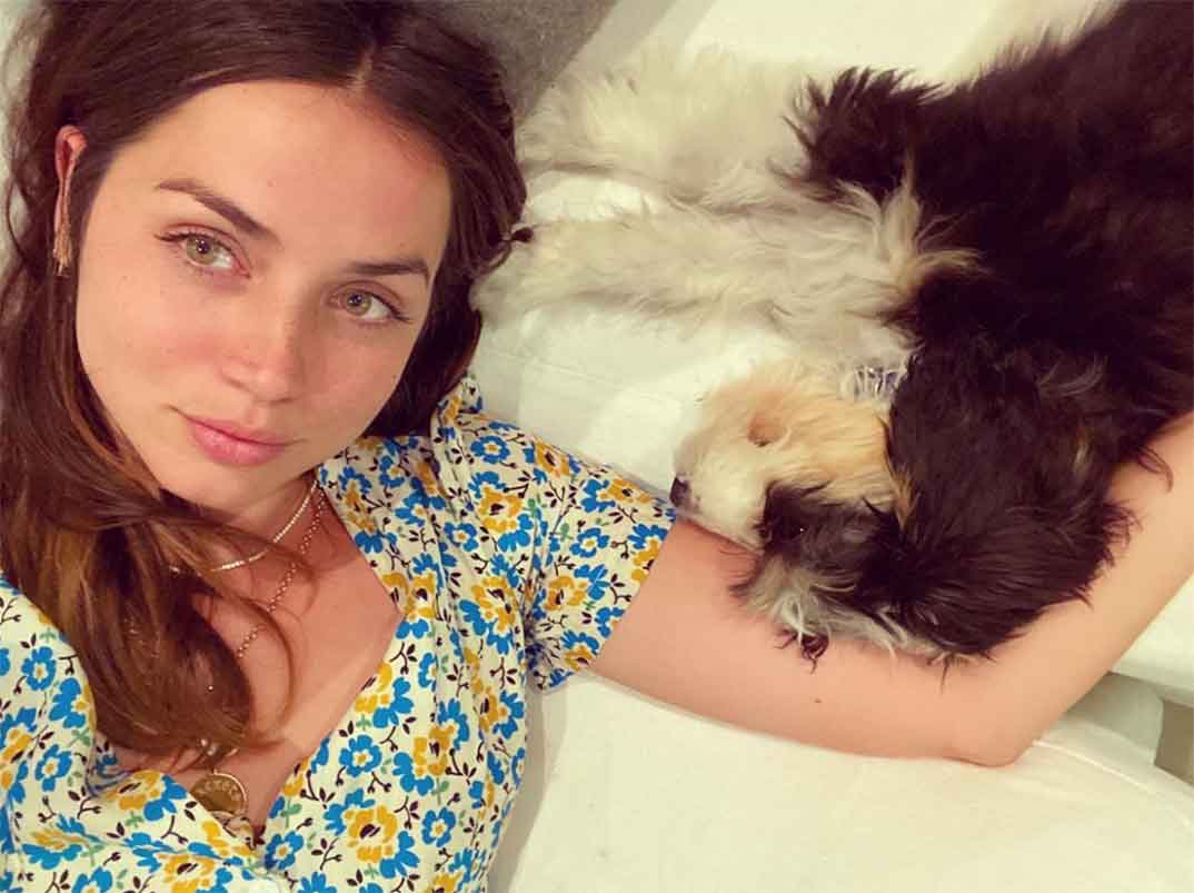 Ana de Armas con el pequeño Salsa © Instagram