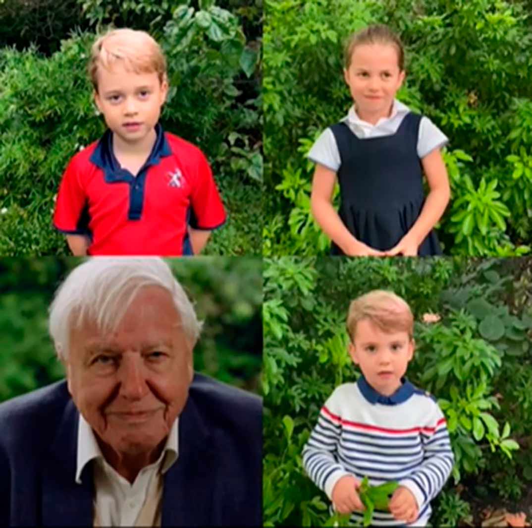 Los hijos de los Duques de Cambridge con David Attenborough © kesingtonroyal/Instagram