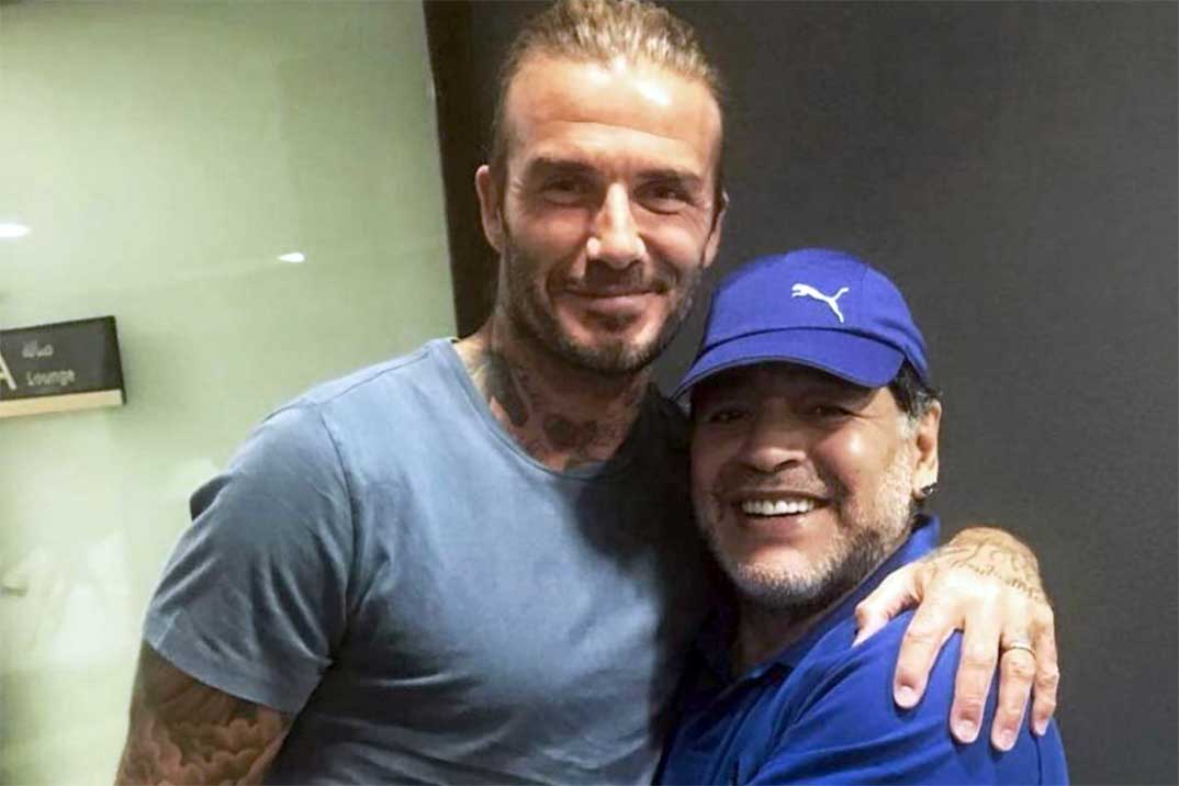 Maradona y David Beckham © Instagram