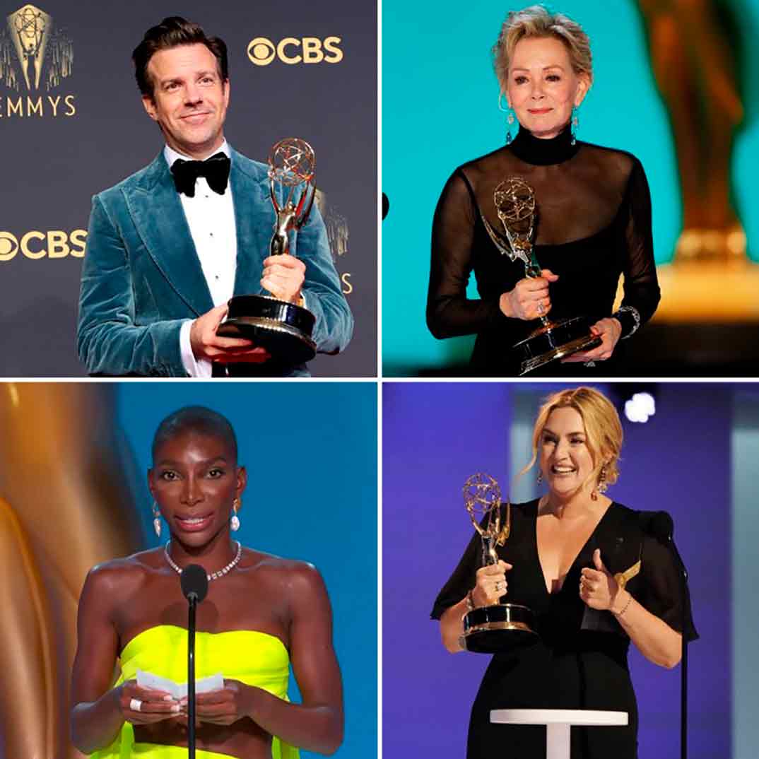  Jason Sudeikis ("Ted Lasso"), Jean Smart ("Hacks"), Kate Winslet ("Mare of Easttown") y Michaela Coel ("I May Destroy You") © Redes Sociales