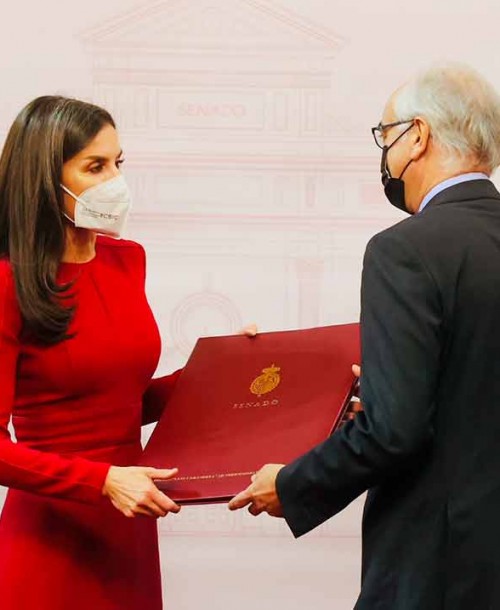 La reina Letizia deslumbra con un sofisticado vestido rojo, estrenando zapatos y bolso de firma española