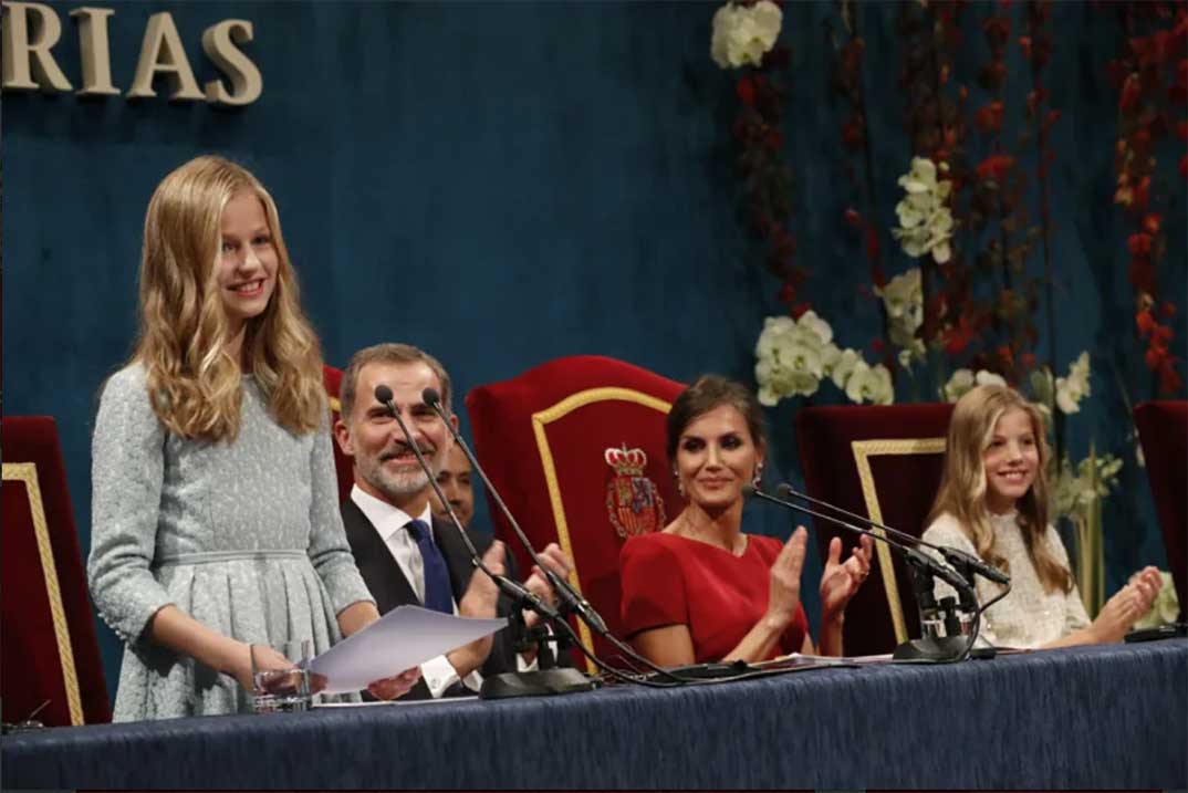 El 18 de octubre de 2019, con trece años, la princesa Leonor tomaba la palabra en los premios Princesa de Asturias para pronunciar su primer discurso © Casa Real S.M. El Rey