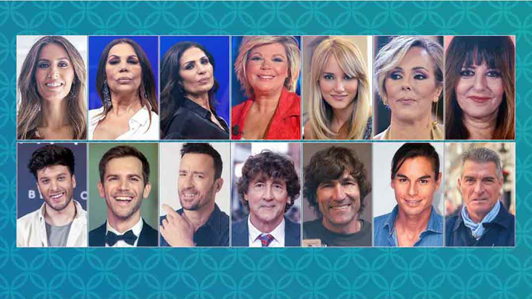 Rocío Carrasco, Terelu Campos, Ana Boyer, Toñi y Encarna Salazar (Azúcar Moreno), Alba Carrillo, Yolanda Ramos, Manolo Sarriá, Julio Iglesias Jr, Julio Salinas, Patxi Salinas, Pablo Puyol, Blas Cantó y Marc Clotet - Bake Off: famosos al horno © RTVE