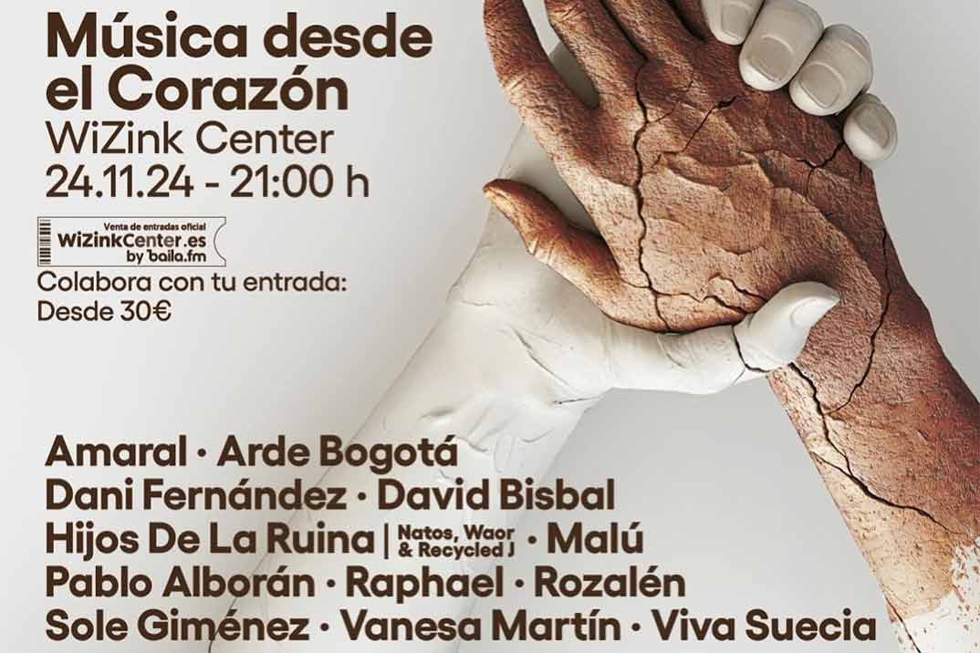 Concierto solidario en el WiZink Center: Bisbal, Amaral, entre muchos de los artistas, que actuarán por la DANA