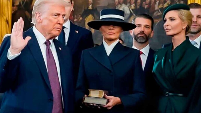 El icónico sombrero de Melania, un beso fallido y el baile que definió la toma de posesíón de Donald Trump