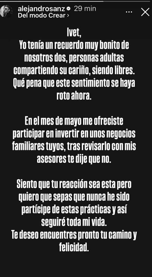 Alejandro sanz comunicado