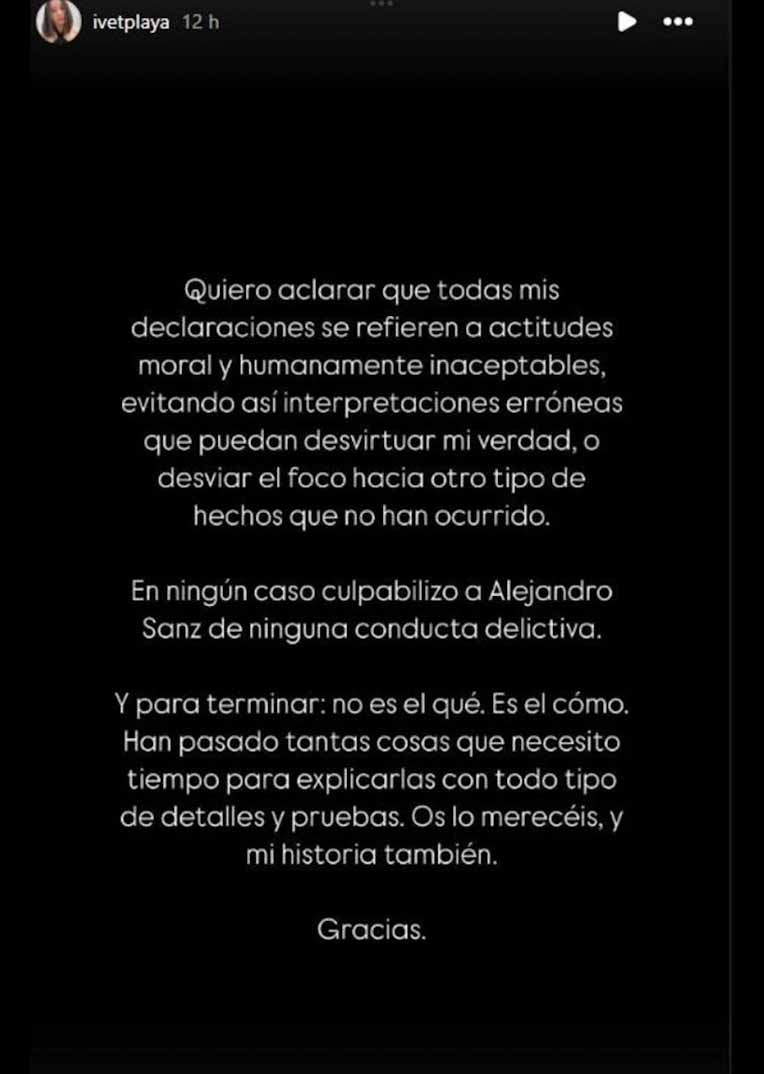 Ivet alejandro sanz mensaje