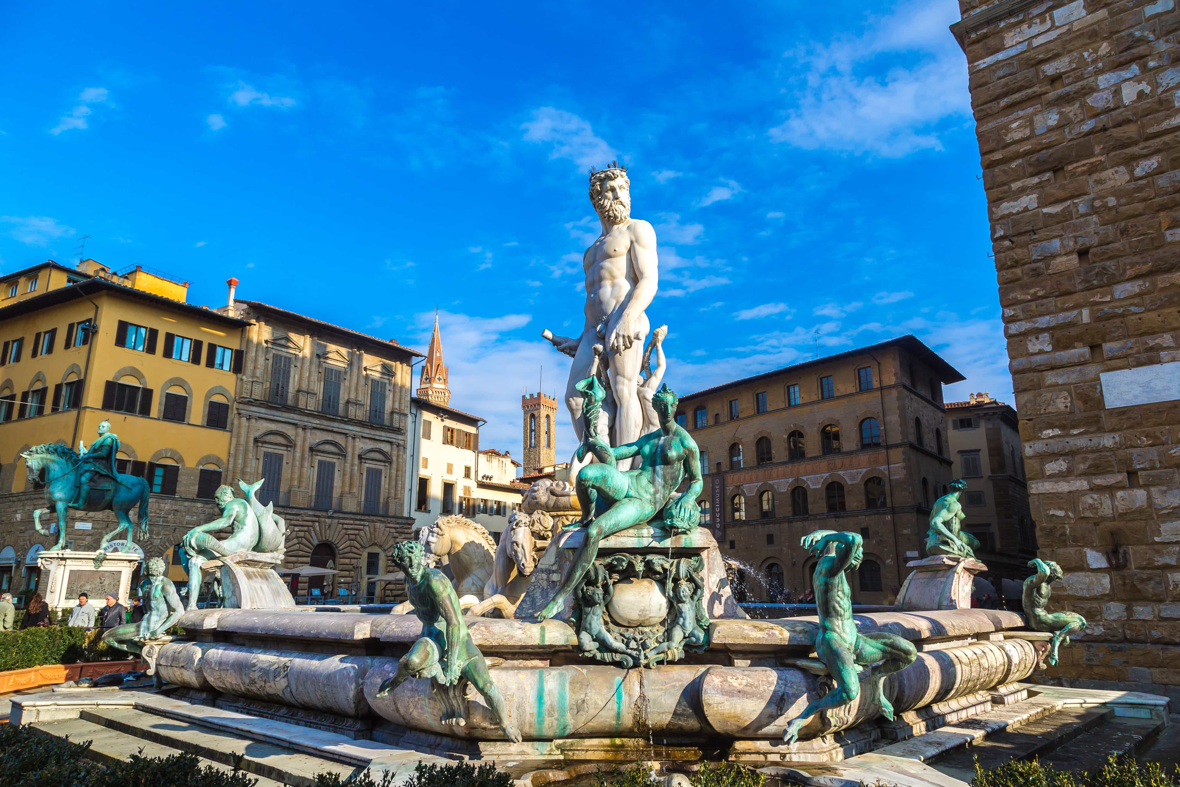La fuente de Neptune y Bartolomeo Ammannati, en la Piazza della Signoria, Florencia, Italia