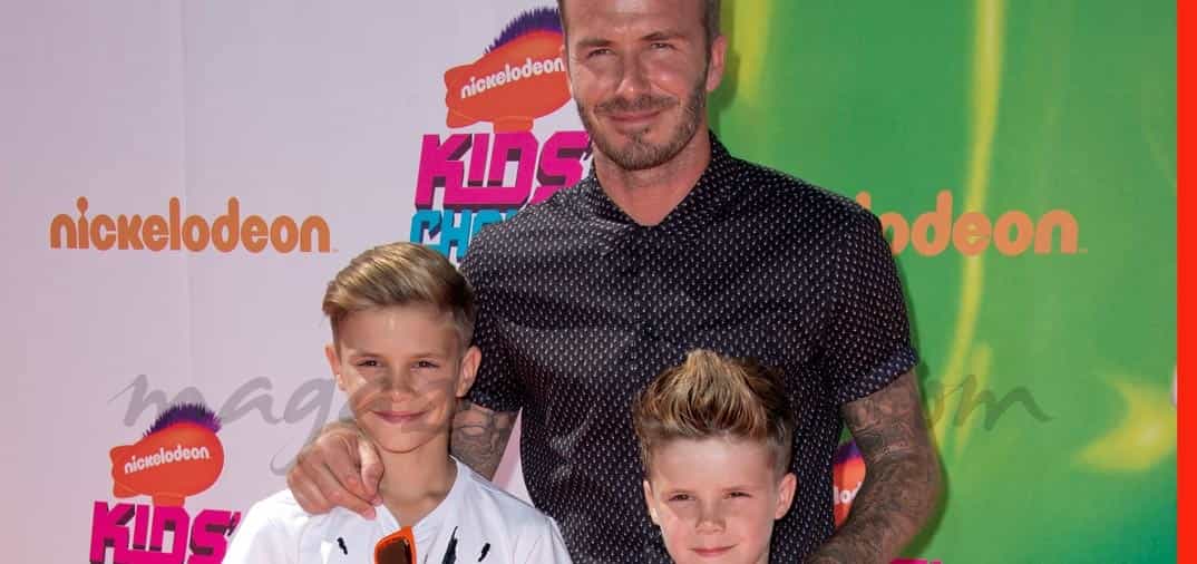 David Beckham y sus hijos llamaron la atención en los premios «Sports Awards Nickelodeon Kids