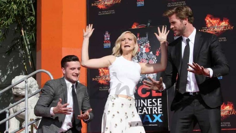 Jennifer Lawrence Josh Hutcherson y Liam Hemsworth, dejan su huella en Hollywood