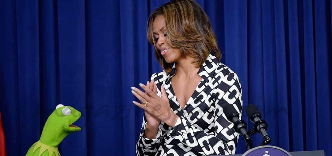 Michelle Obama y la rana Gustavo