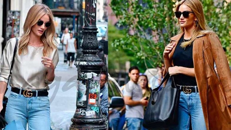 Rosie Huntington: Unos jeans 2 looks