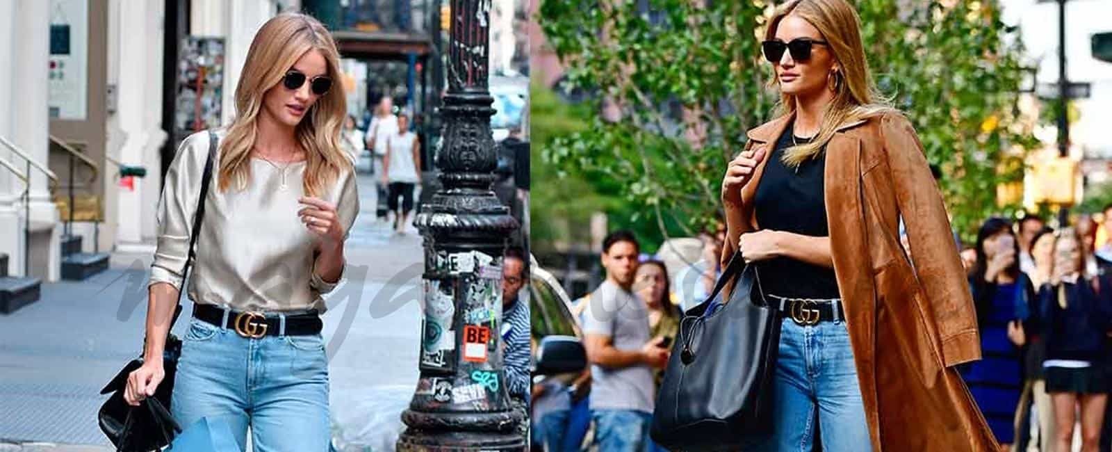 Rosie Huntington: Unos jeans 2 looks