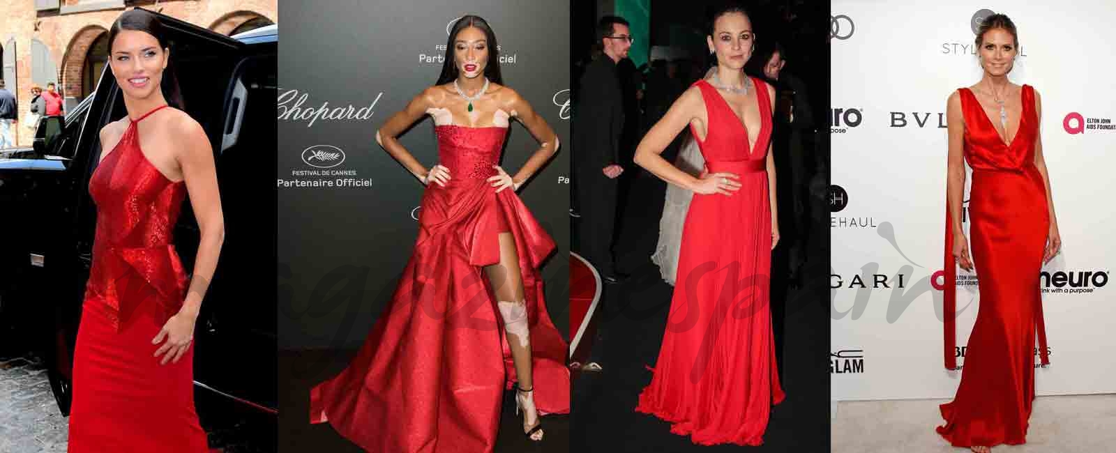 adriana lima winniw harlow leonor watting y heidi klum vestidas de rojo