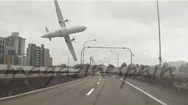 Impresionante accidente de avión en Taipei