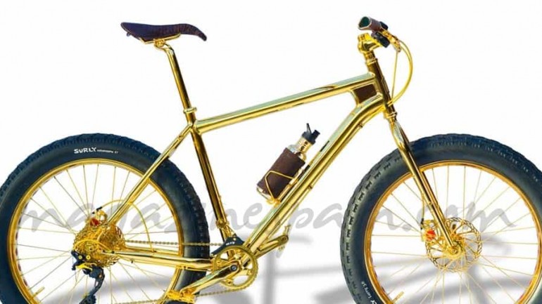 Una bicicleta con oro, diamantes, zafiros y piel de cocodrilo