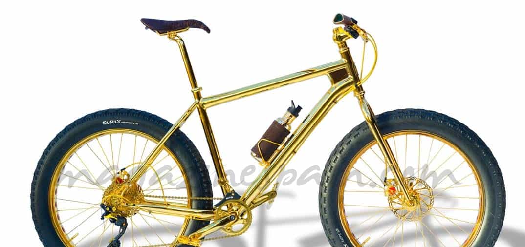 Una bicicleta con oro, diamantes, zafiros y piel de cocodrilo