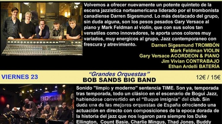 Programa del BOGUI JAZZ para esta semana