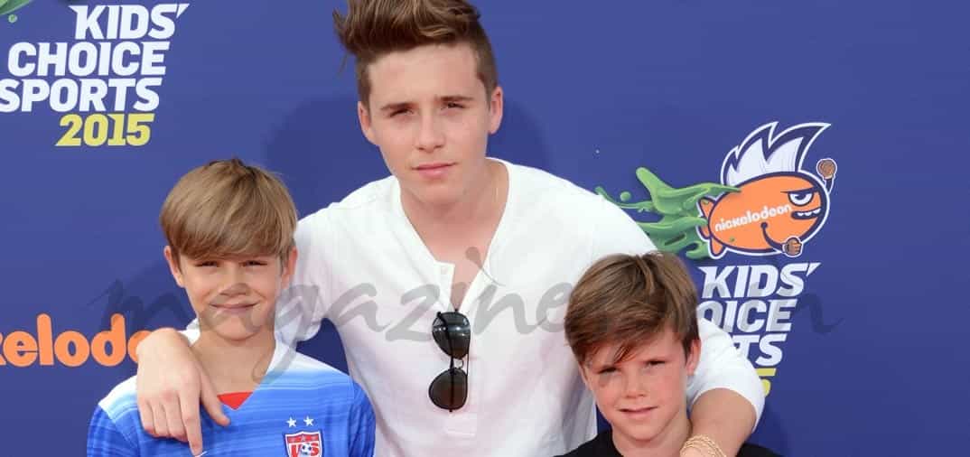 La soltura de Brooklyn, Romeo y Cruz Beckham, en un photocall