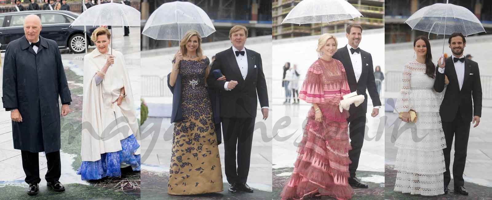 Los paraguas, protagonistas del 80 cumpleaños de los Reyes de Noruega
