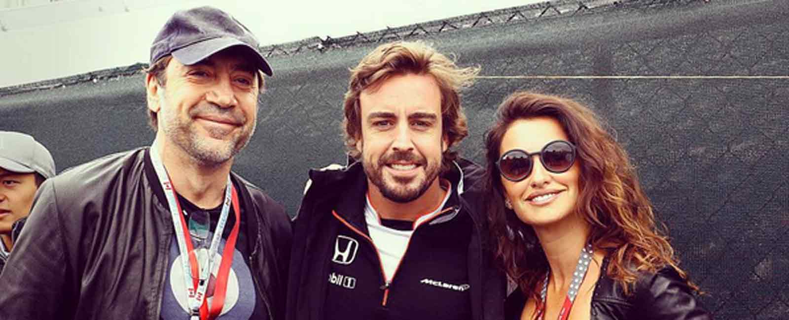 Fernando Alonso, visita sorpresa de Javier Bardem y Penélope Cruz en Montreal