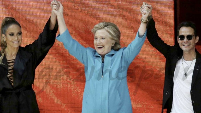 JLo y Marc Anthony, unidos por Hillary Clinton